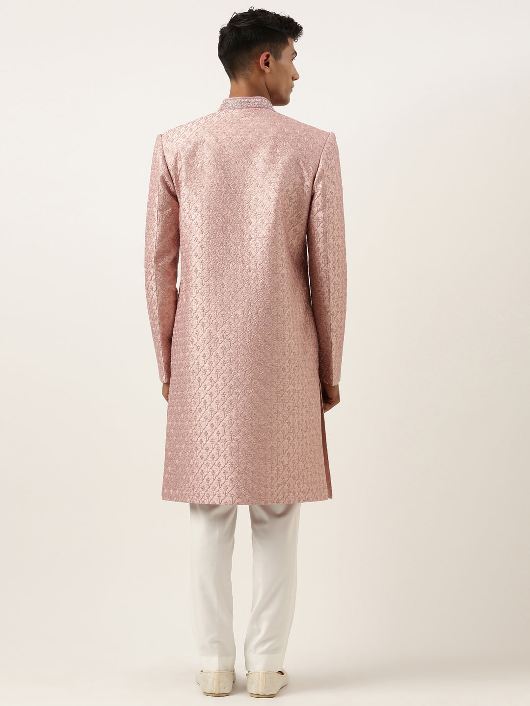 Pink Embroidered Achkan