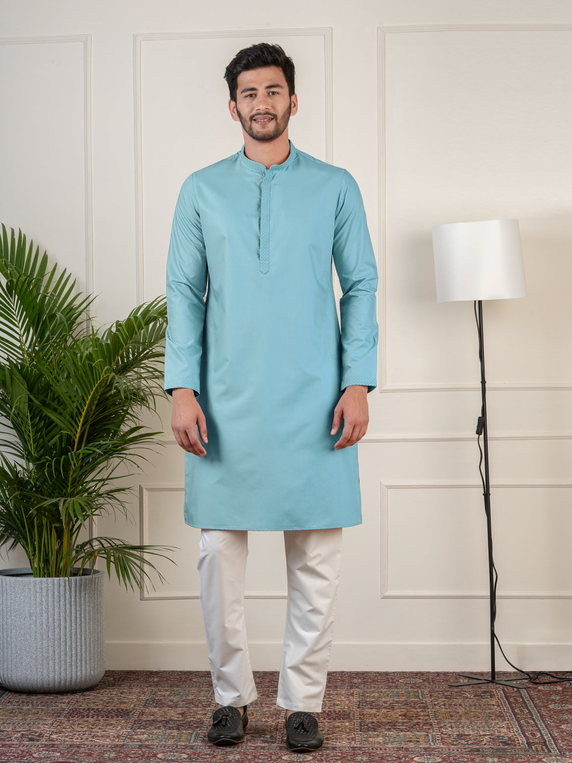 Teal fine Cotton Kurta Set