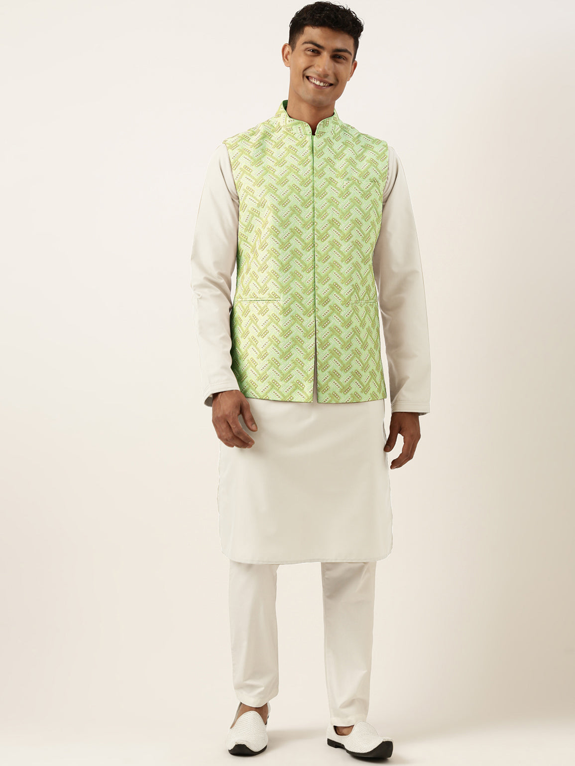 Pistachio Chikankari Jacket Kurta Set