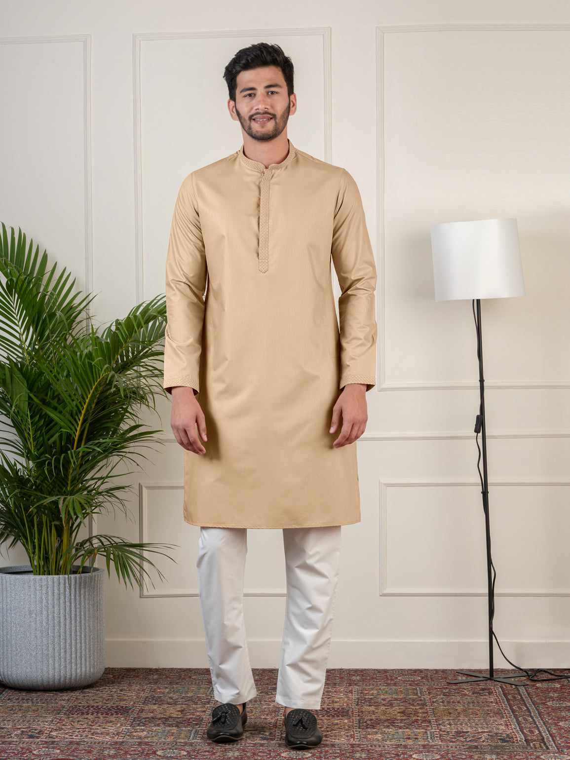 Beige fine Cotton Kurta Set