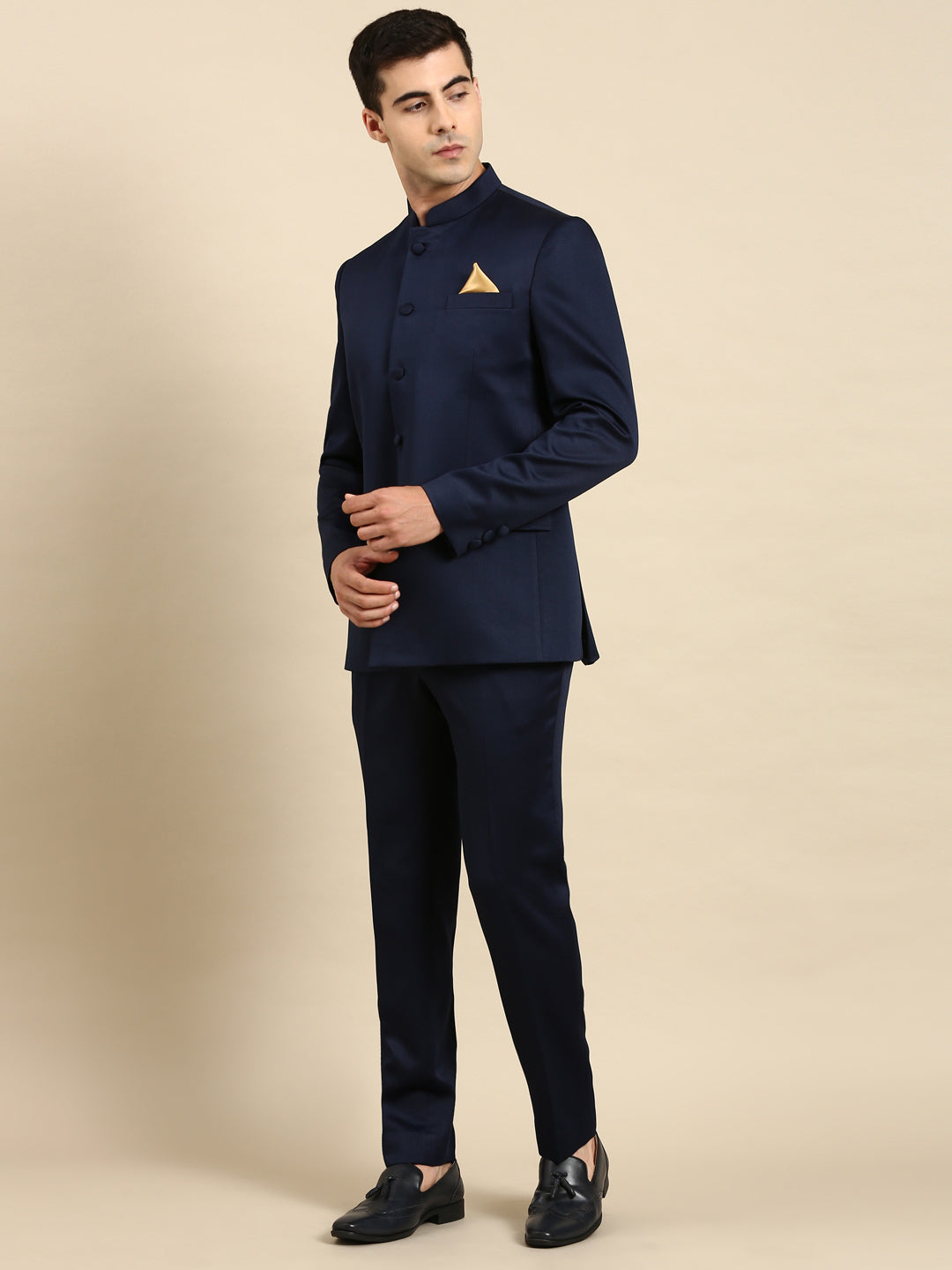 Navy  Blue Bandhgala Suit