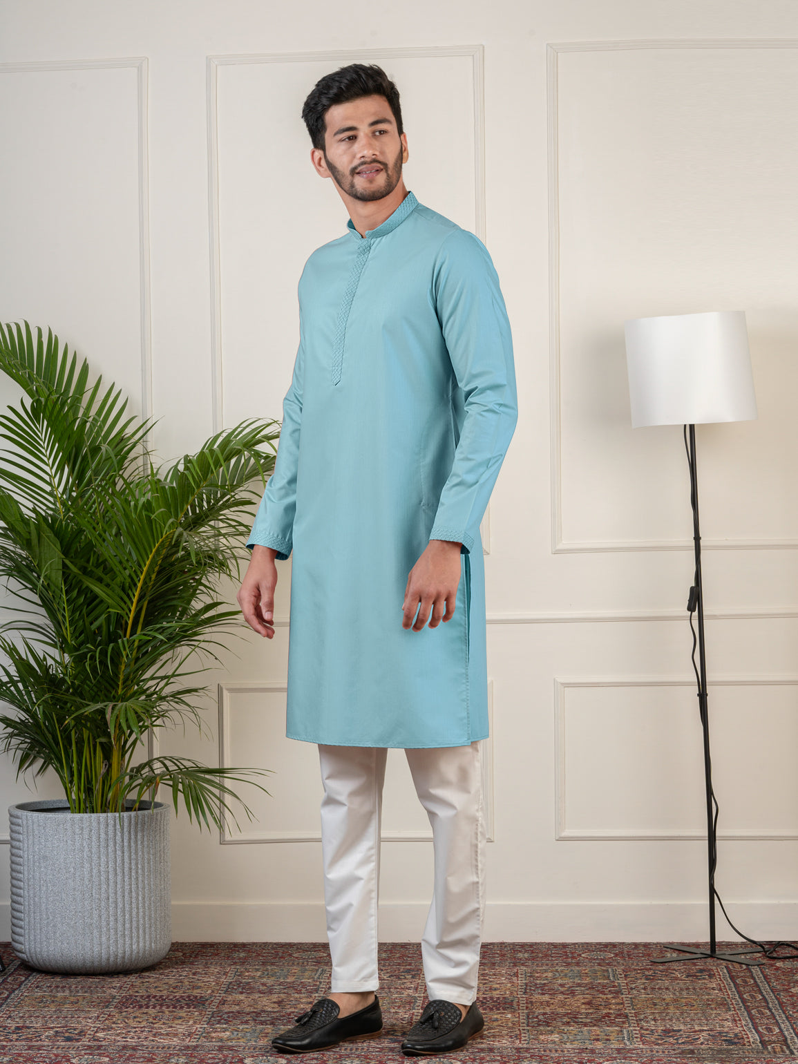 Teal fine Cotton Kurta Set