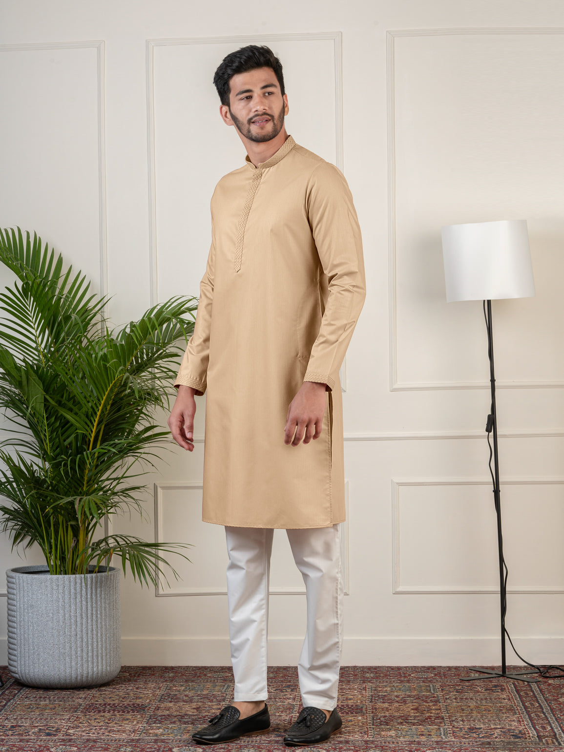 Beige fine Cotton Kurta Set