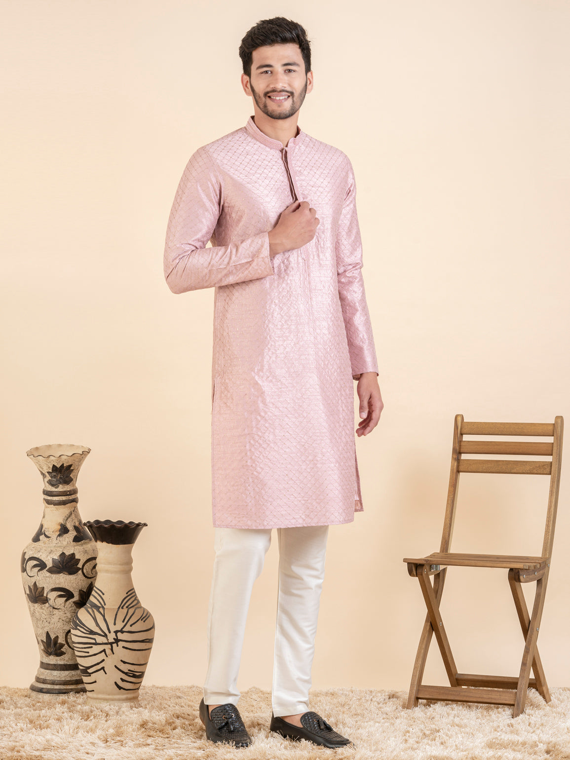 Pink Sequin Kurta Set