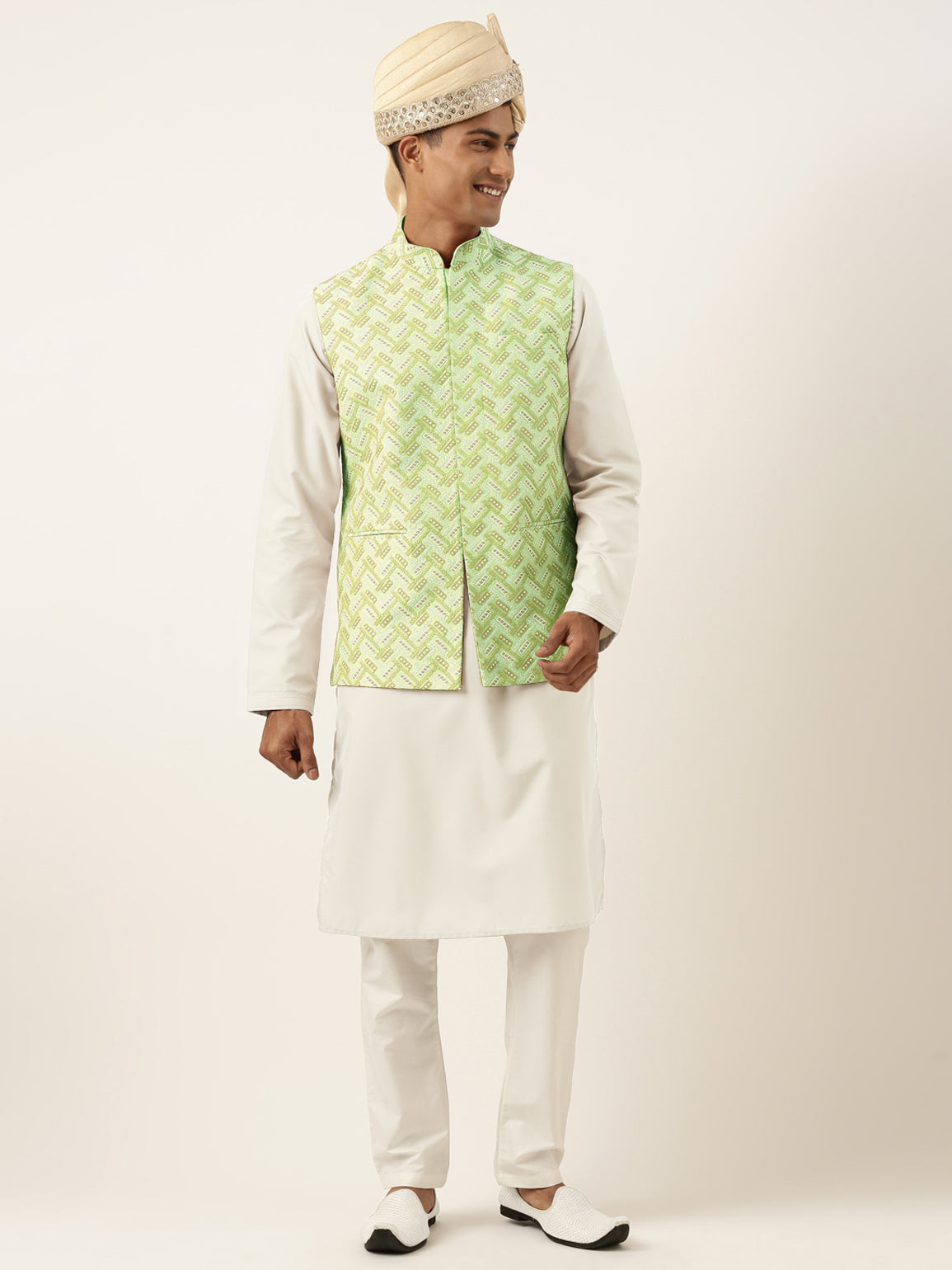 Pistachio Chikankari Jacket Kurta Set