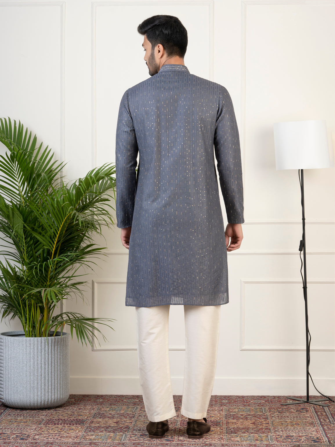 Grey Embroidered Kurta Set