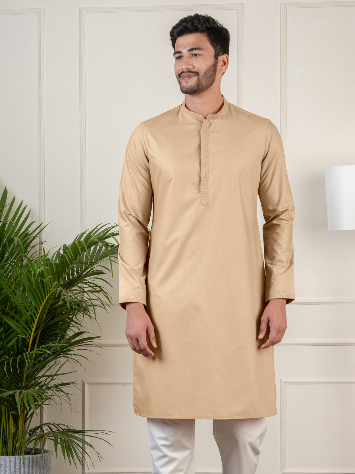 Beige fine Cotton Kurta Set