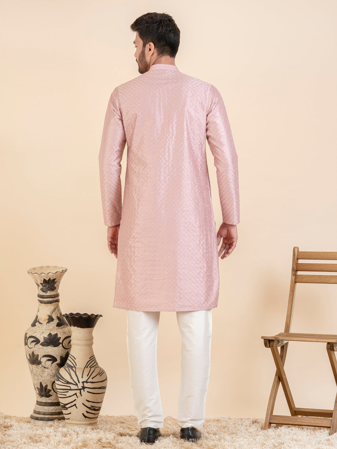 Pink Sequin Kurta Set