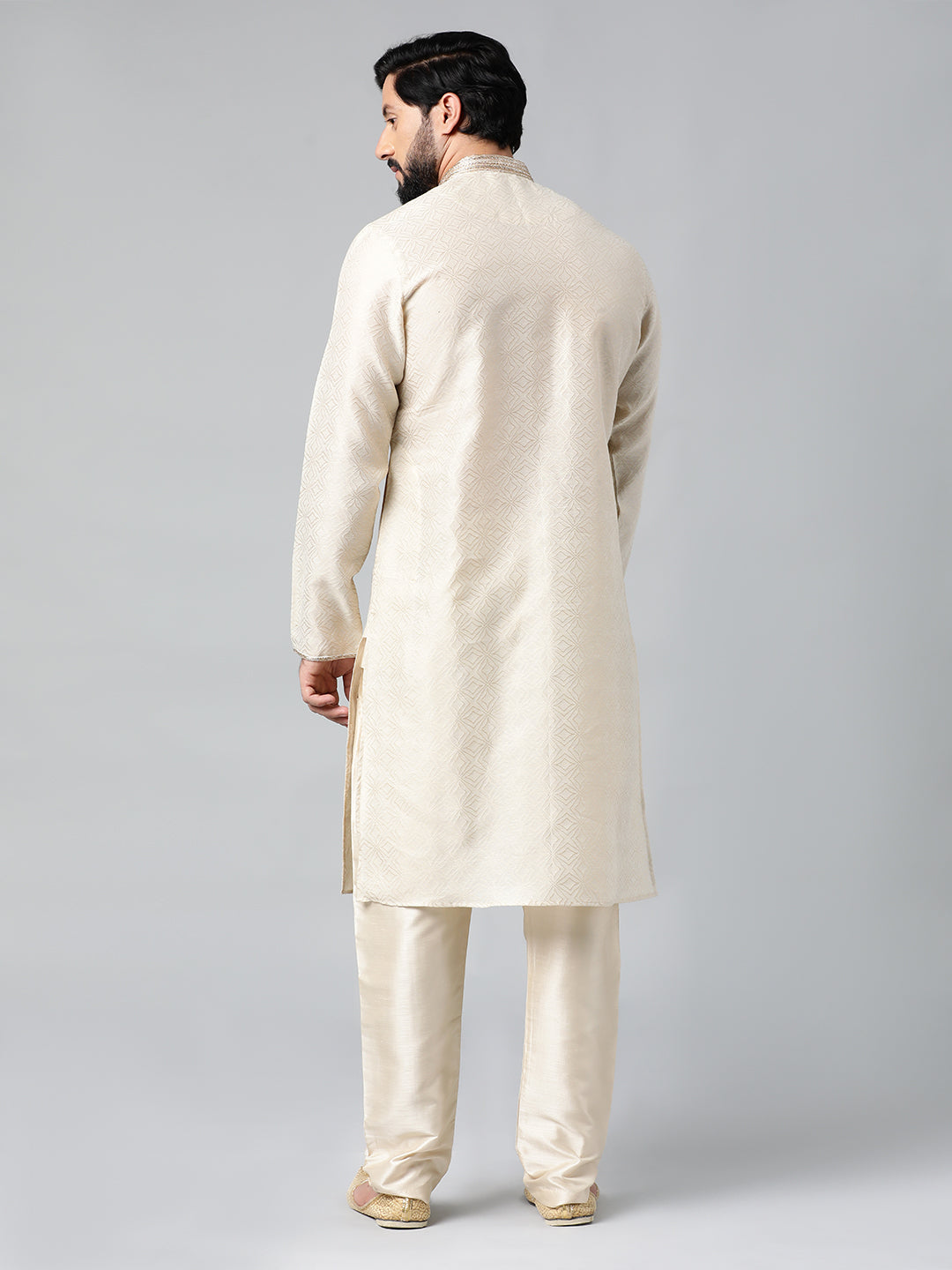 Ivory Jacquard Chanderi Silk Kurta Set