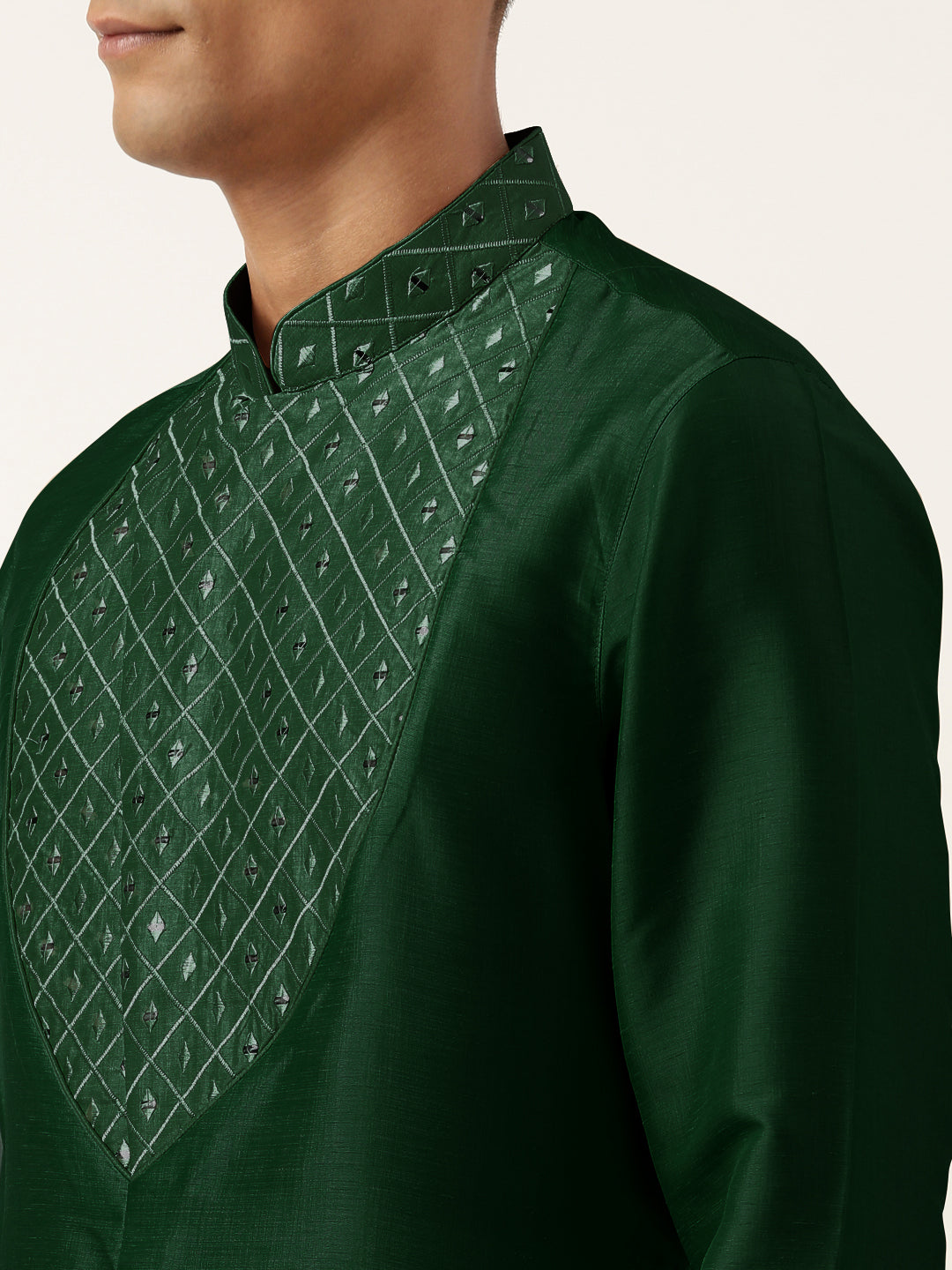 Green Embroidery Angrakha Kurta Set