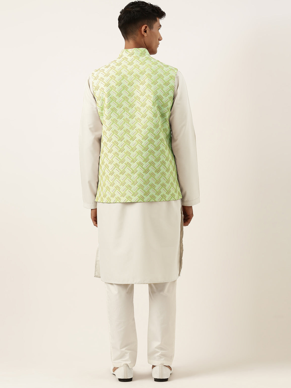 Pistachio Chikankari Jacket Kurta Set