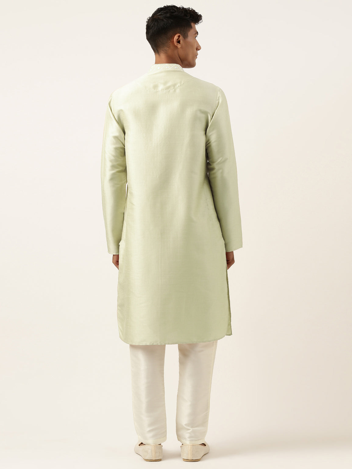 Light Green Embroidery Angrakha Kurta Set