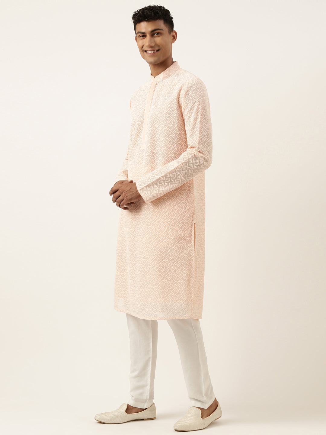 Pastel Pink Chikankari Kurta Set