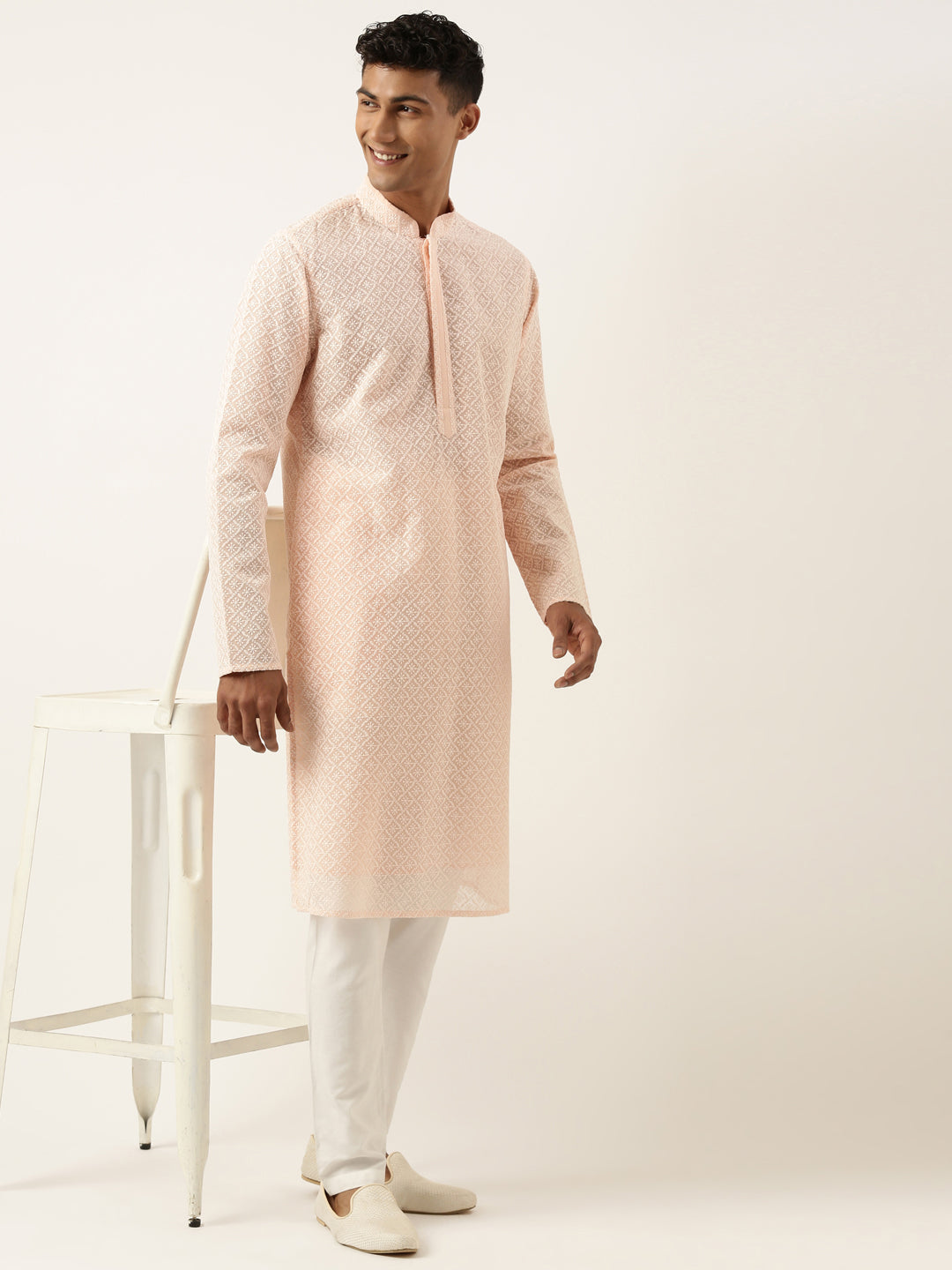 Pastel Pink Chikankari Kurta Set