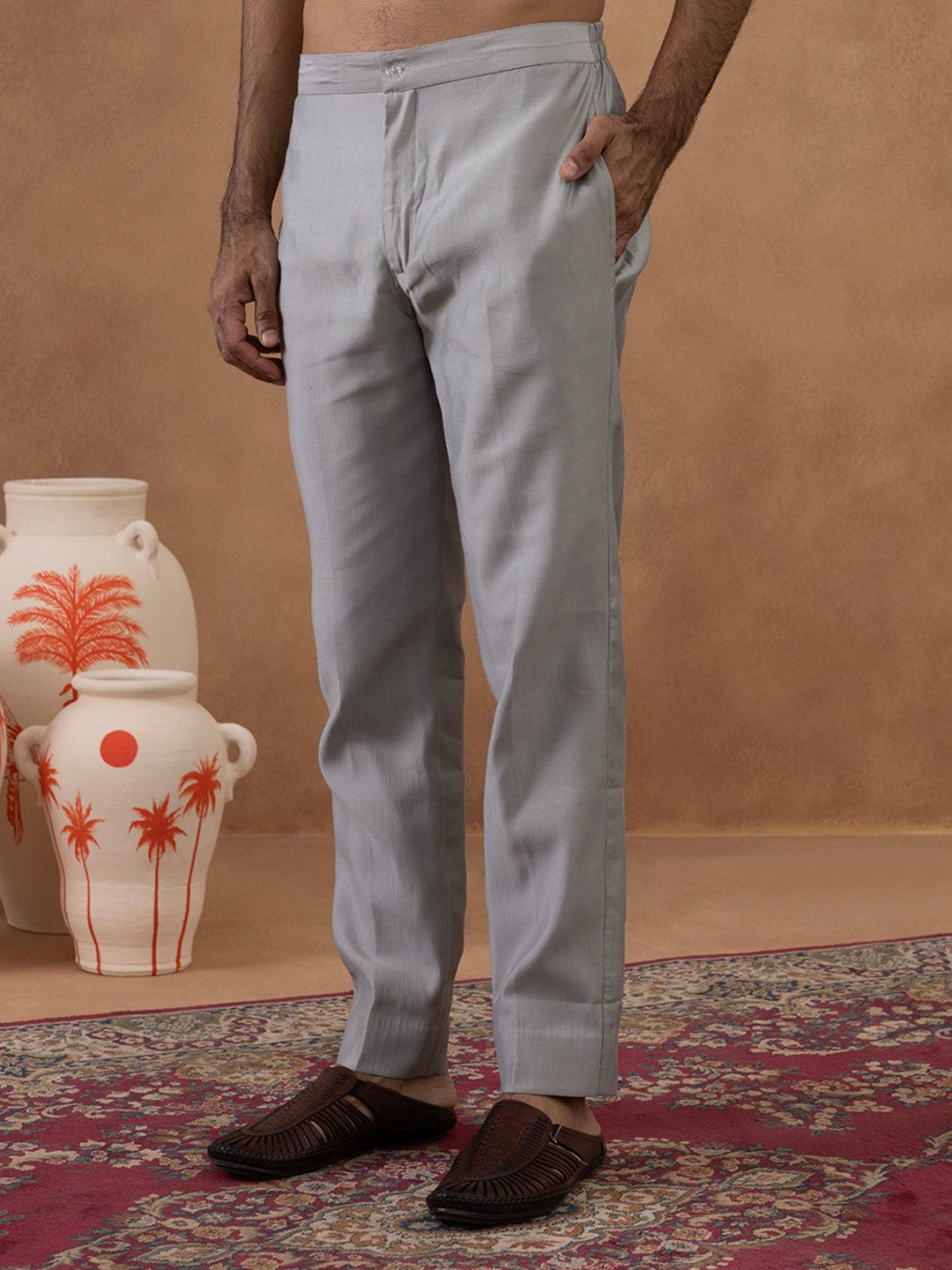 Grey Embroidered Indo-Western Jacket Kurta Set