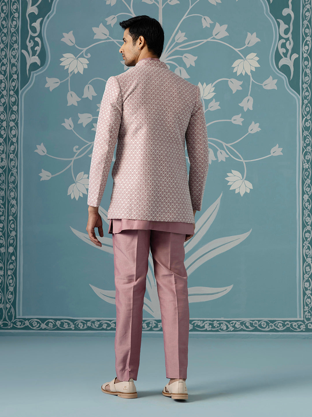 Onion Pink Open Indo with Layered Kurta Set