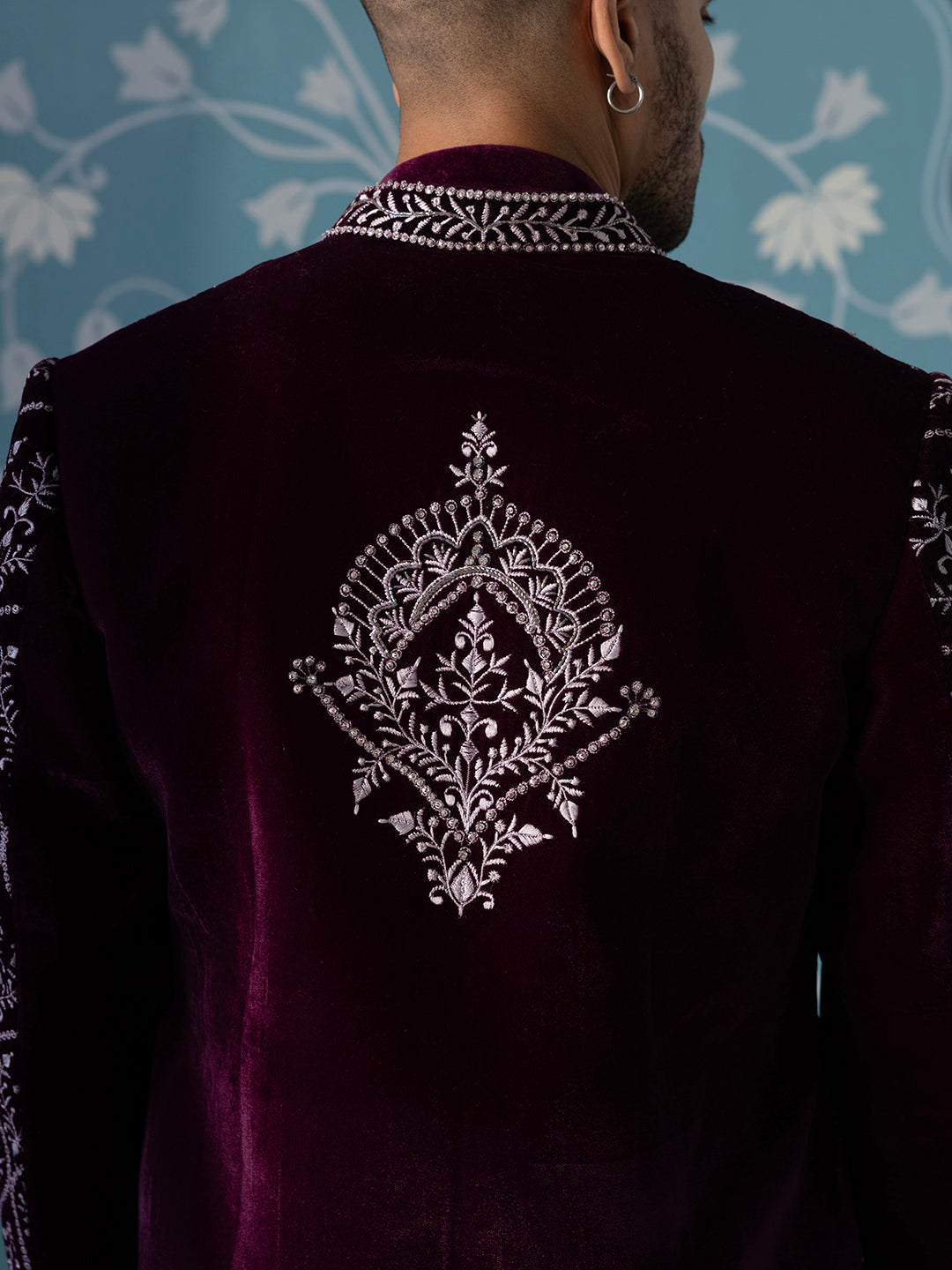 Wine Velvet with Heavy Embroidery Set