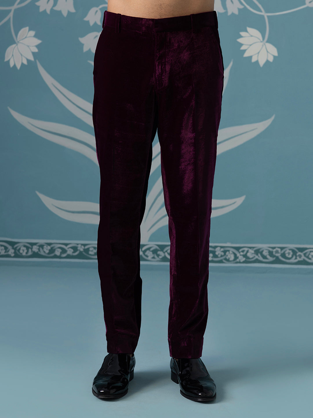 Wine Velvet with Heavy Embroidery Set