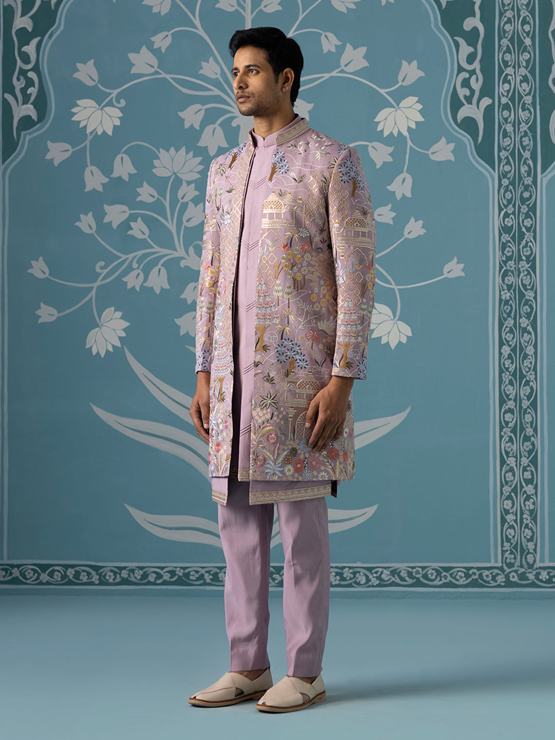 Pastel Lavender Open-Style Layered Indo Set