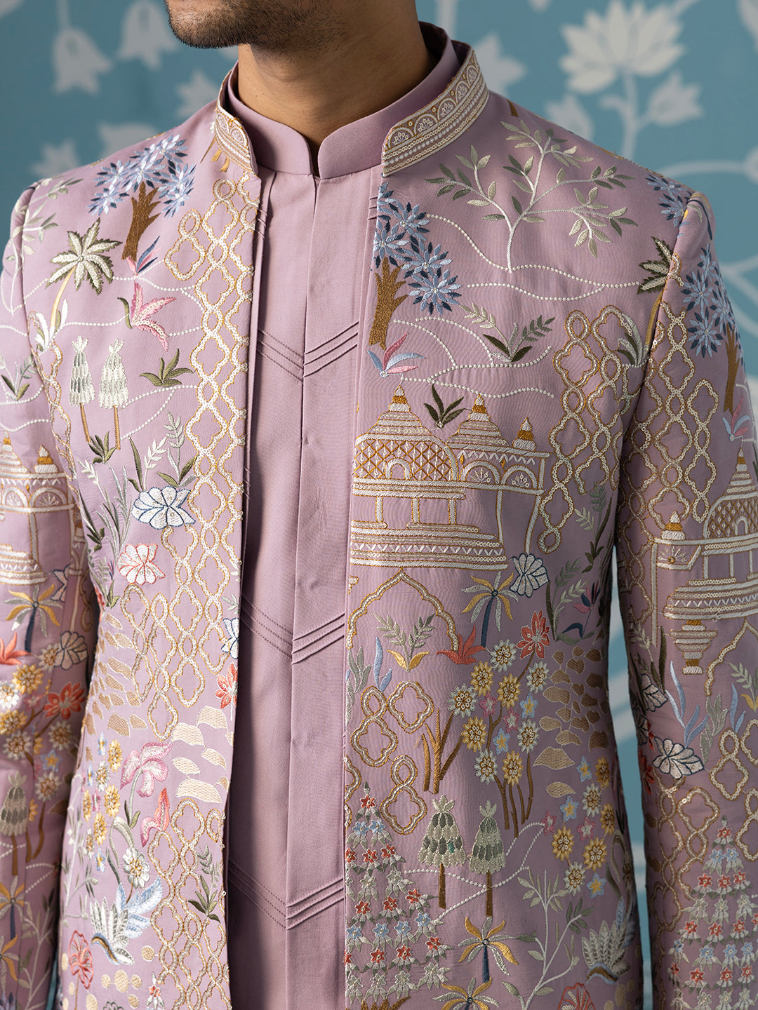 Pastel Lavender Open-Style Layered Indo Set