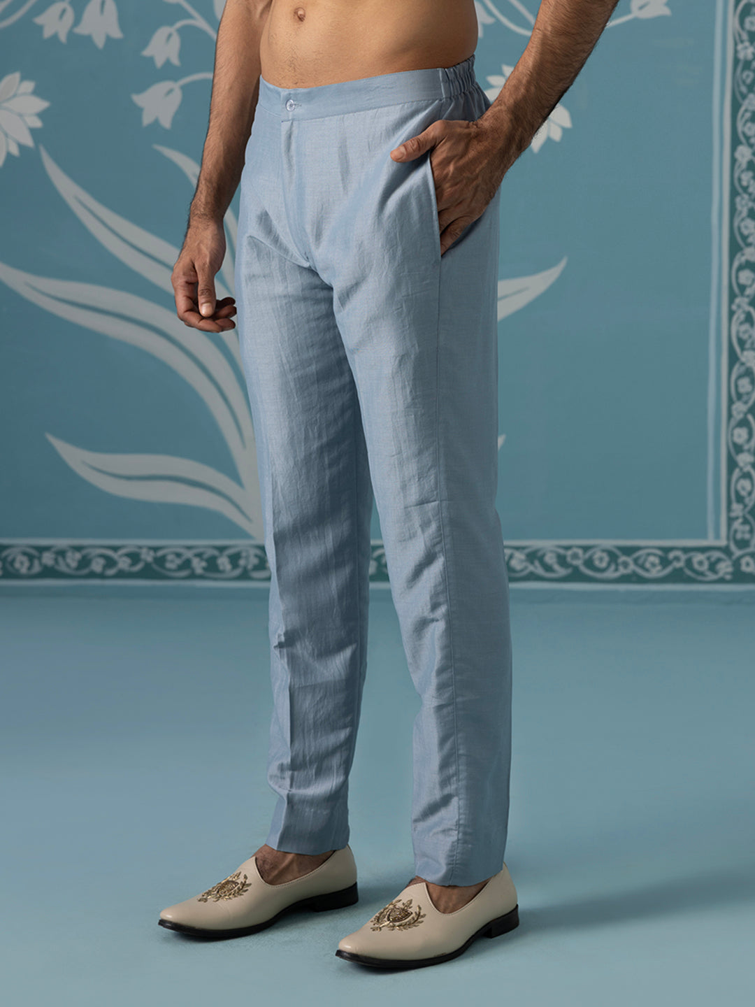 Pastel Blue Embroidered Indo Set