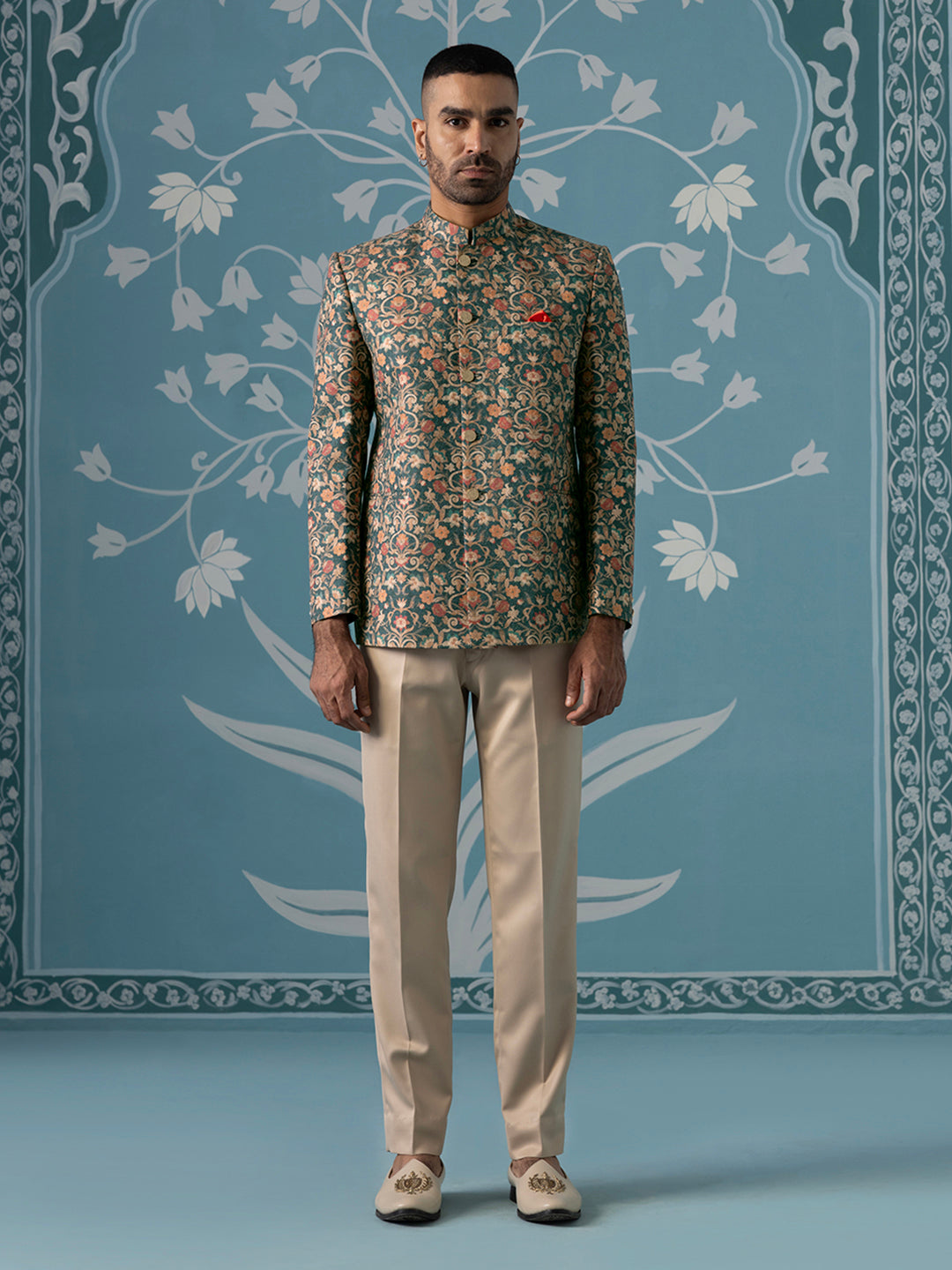 Floral Printed Bandhgala Set