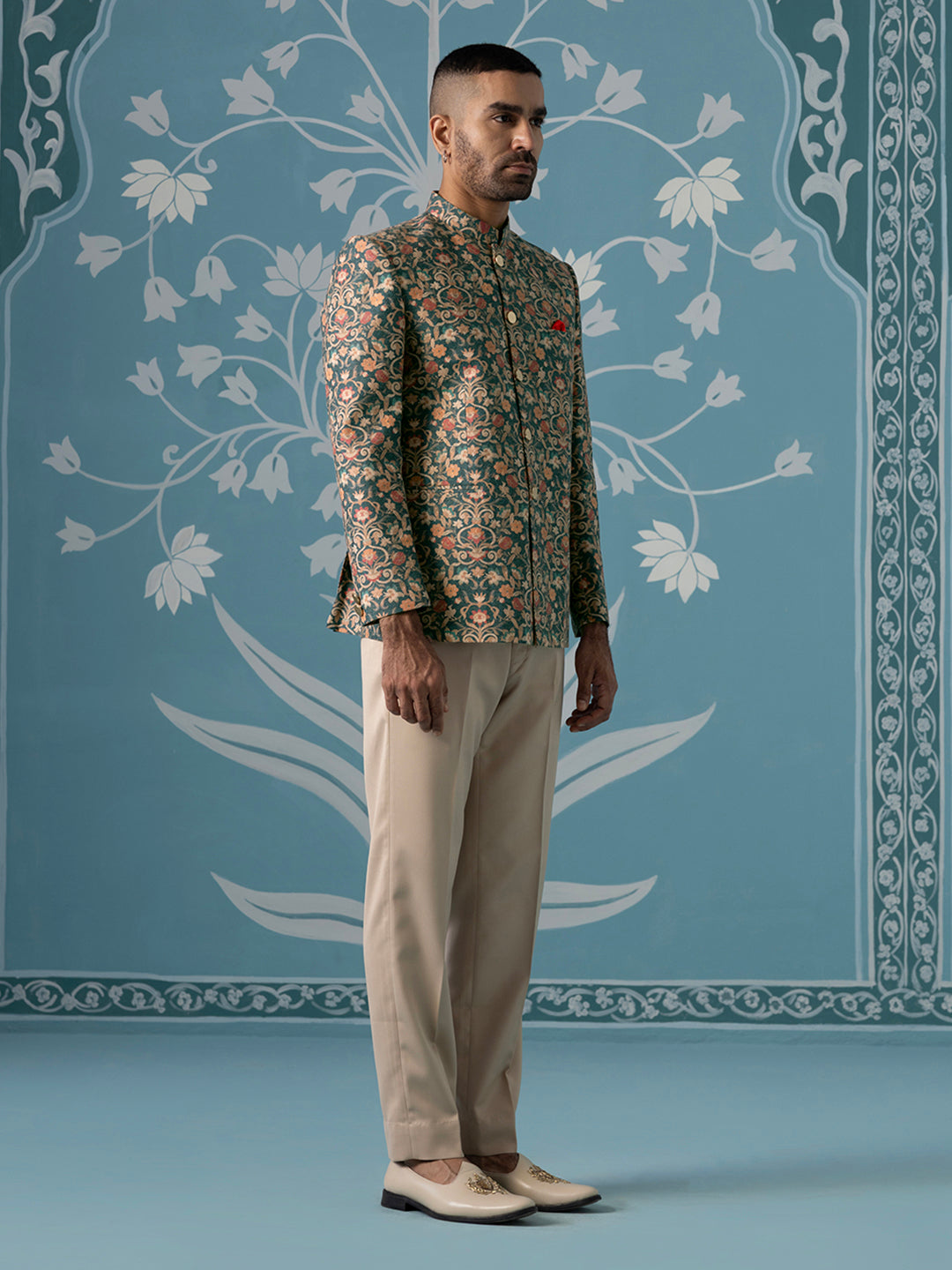 Floral Printed Bandhgala Set