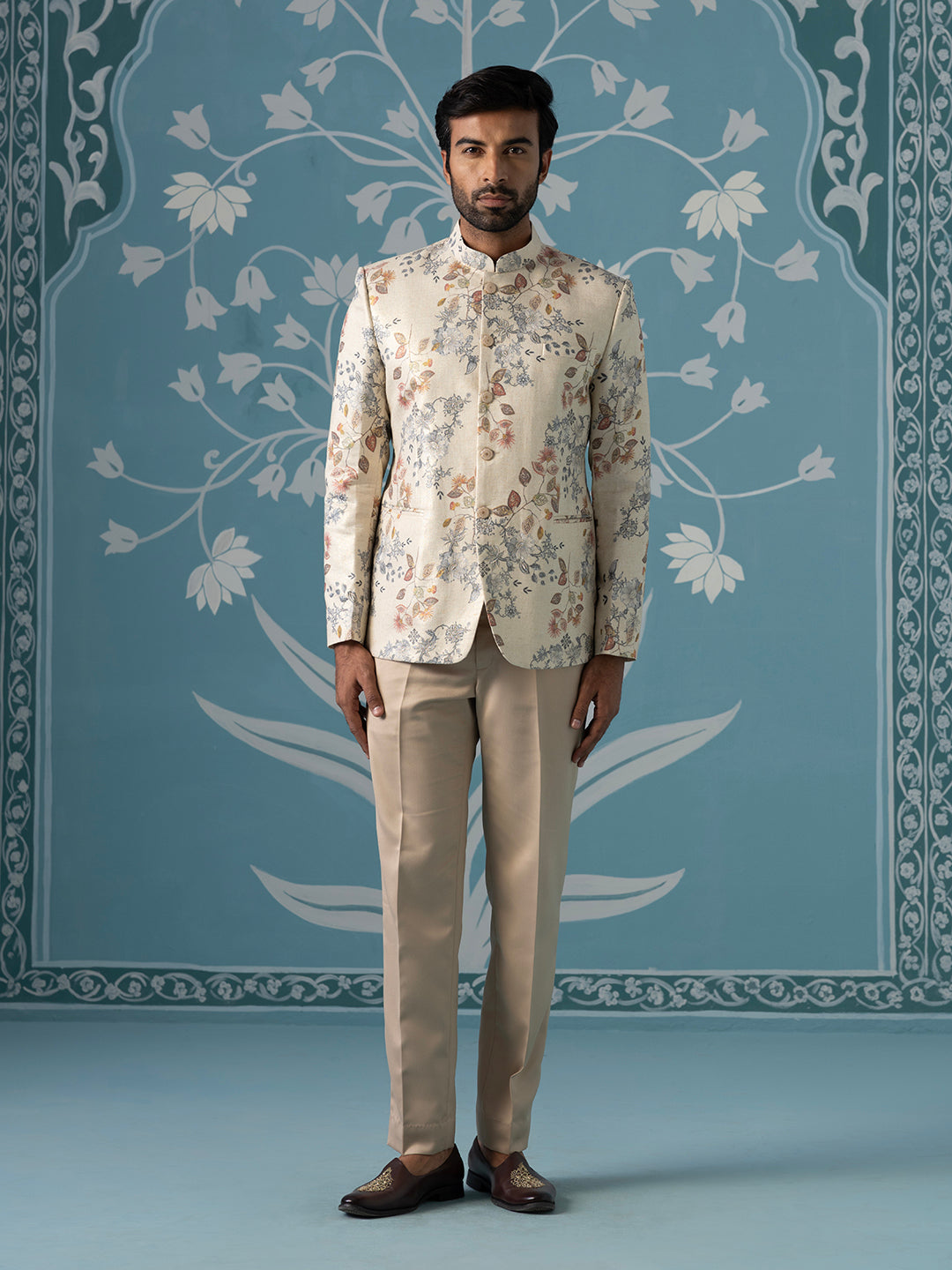 Digital Printed Bandhgala with Machine Touch-Up