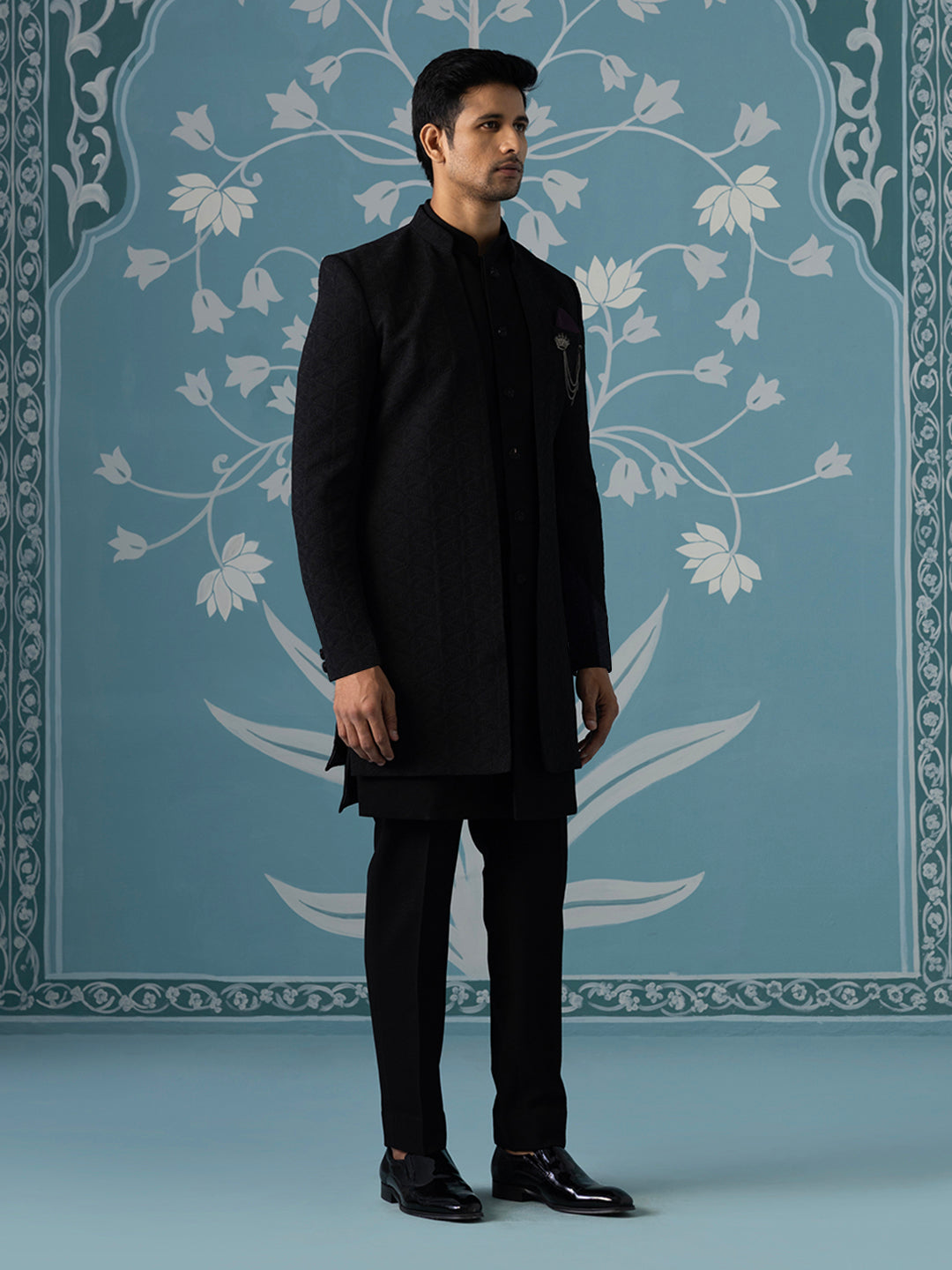 Black Front-Open Indo Kurta Set