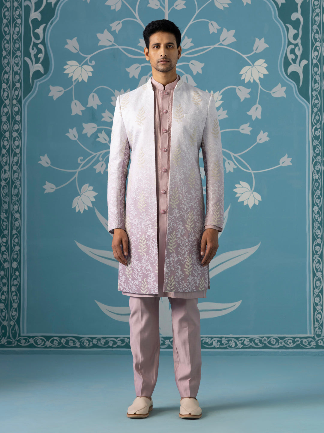 Open Indo Set in Autumn Rust Gradient with White Sequin Detailing