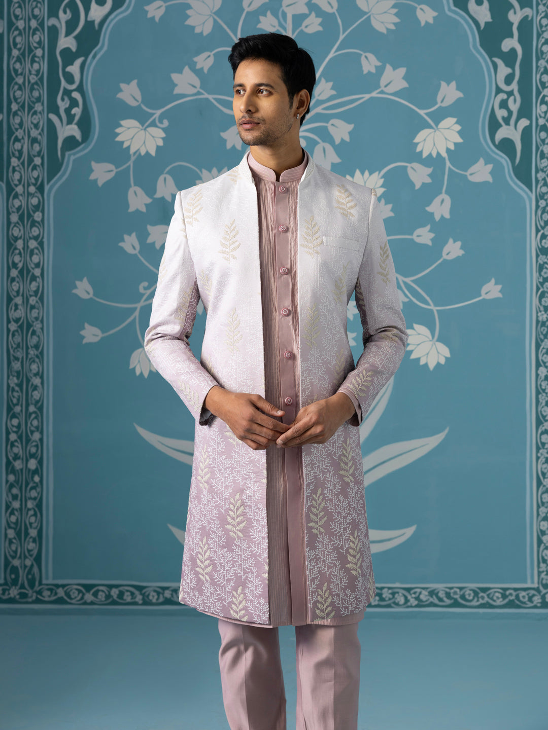 Open Indo Set in Autumn Rust Gradient with White Sequin Detailing