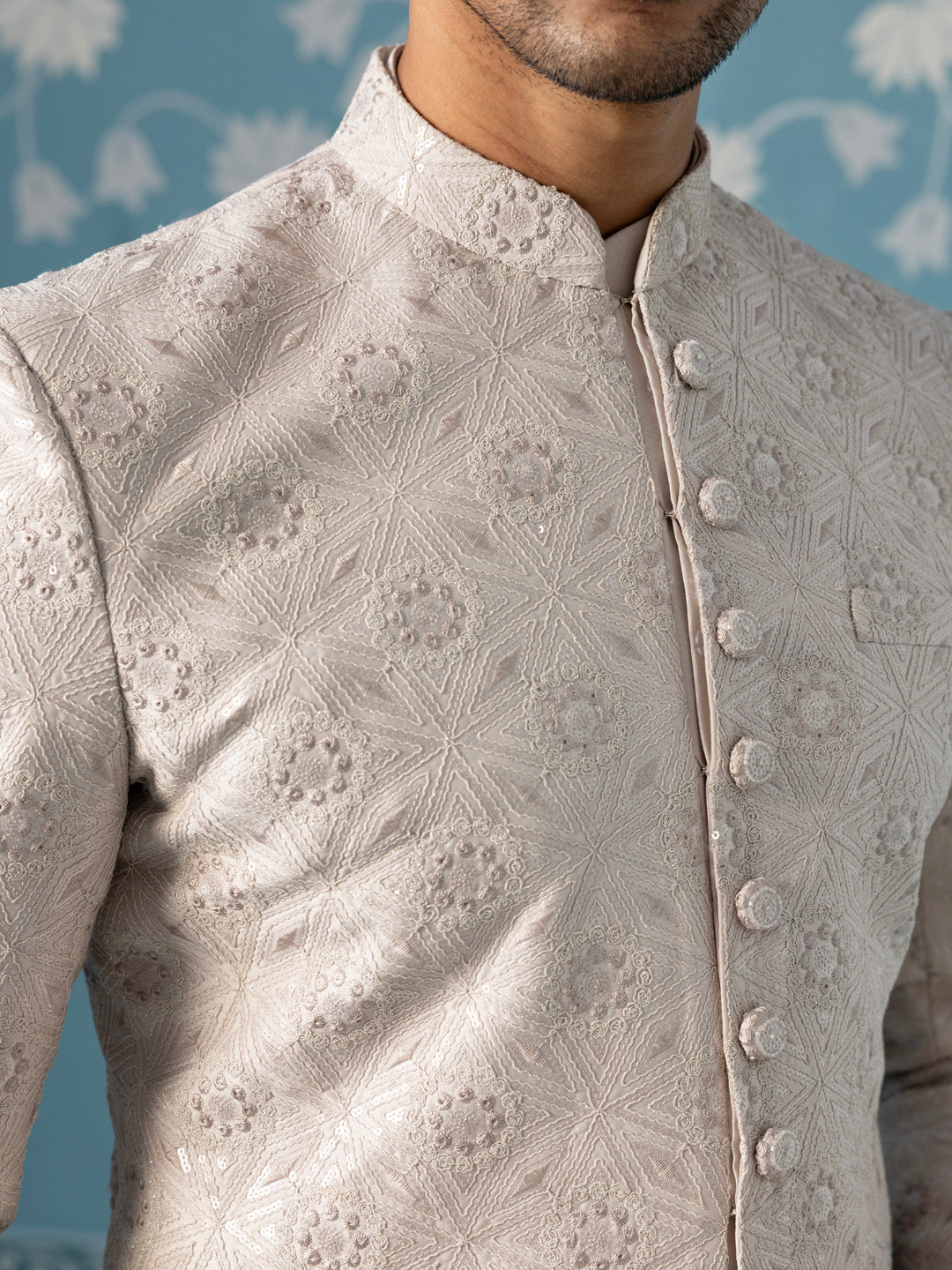 Light Dusky Onion-Coloured Closed Indo Set with Matching Kurta Set