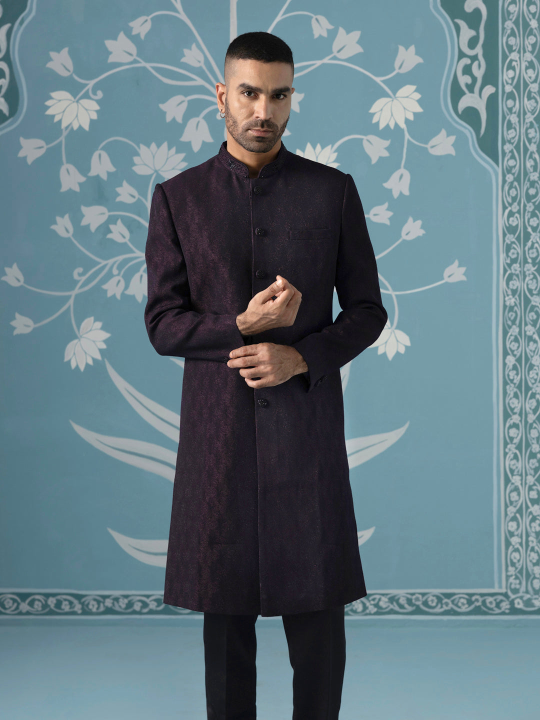 Dark Wine Closed Indo-Western Set