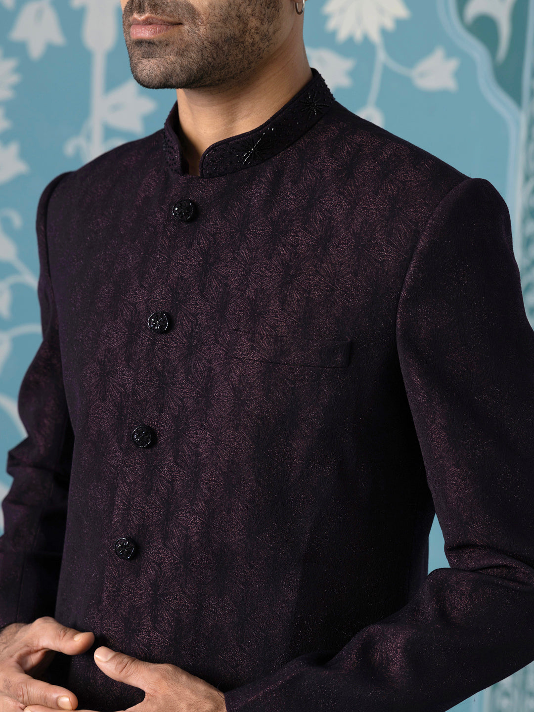 Dark Wine Closed Indo-Western Set