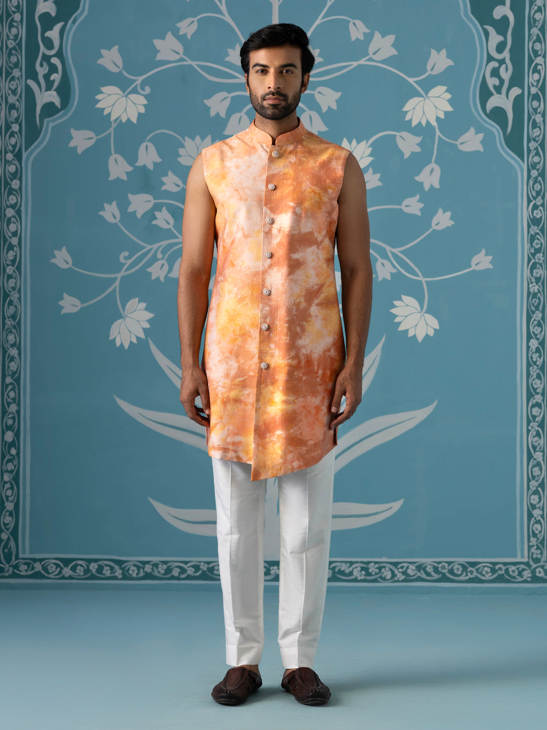 Multi-Orange Dyed Front-Open Indo Set