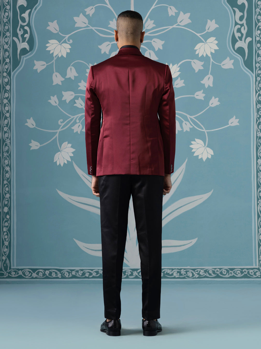 Maroon Embroidered Luxury Blazer Set