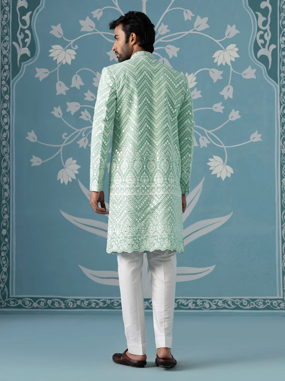 Mint Green Open Indo-Western Set