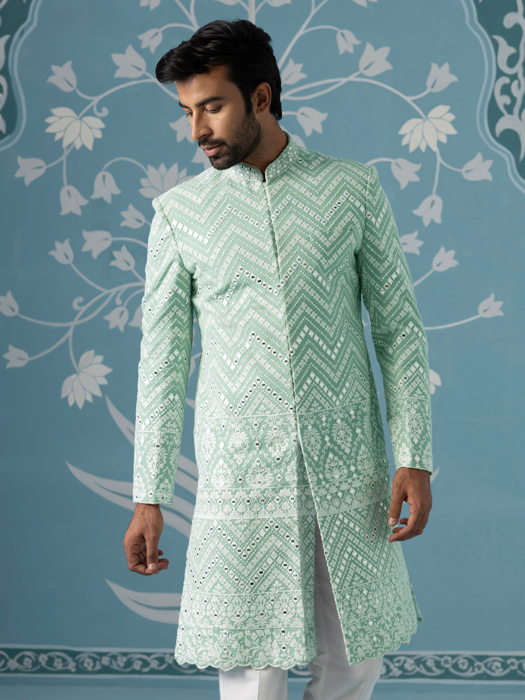 Mint Green Open Indo-Western Set