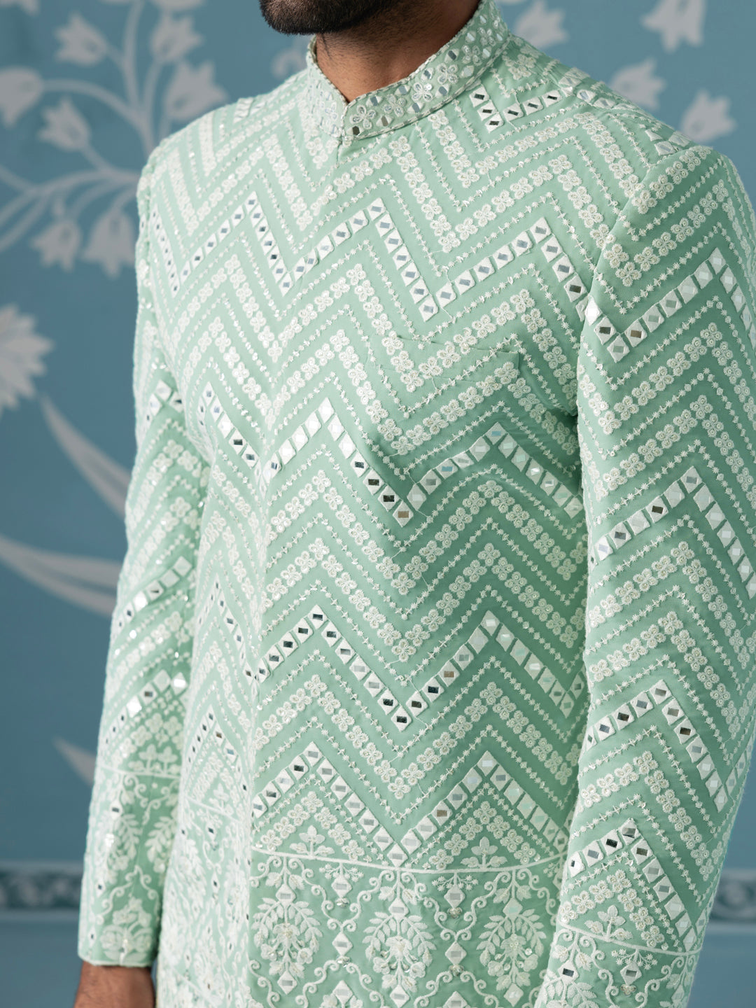 Mint Green Open Indo-Western Set