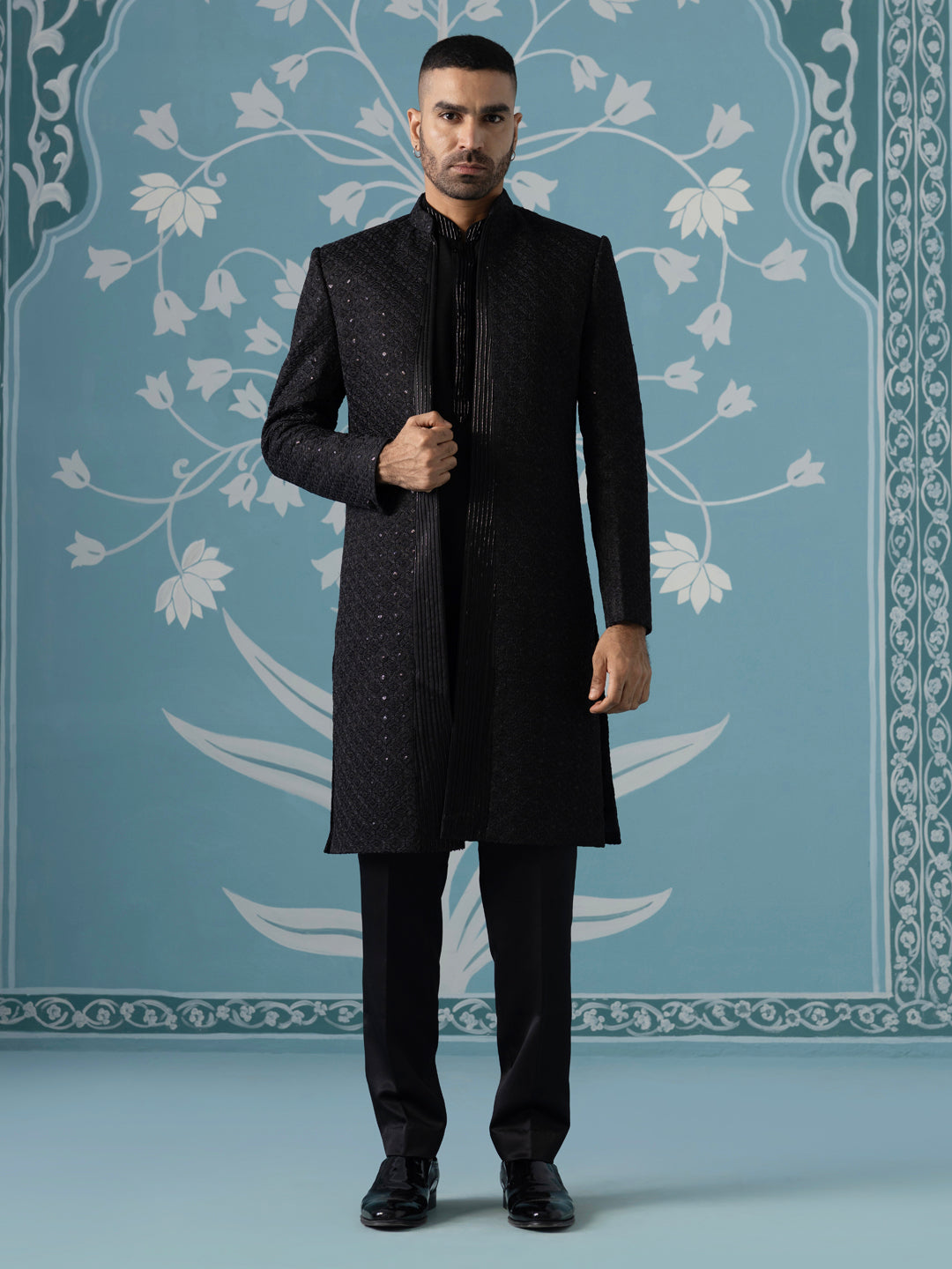 Black Embroidered Indo Set