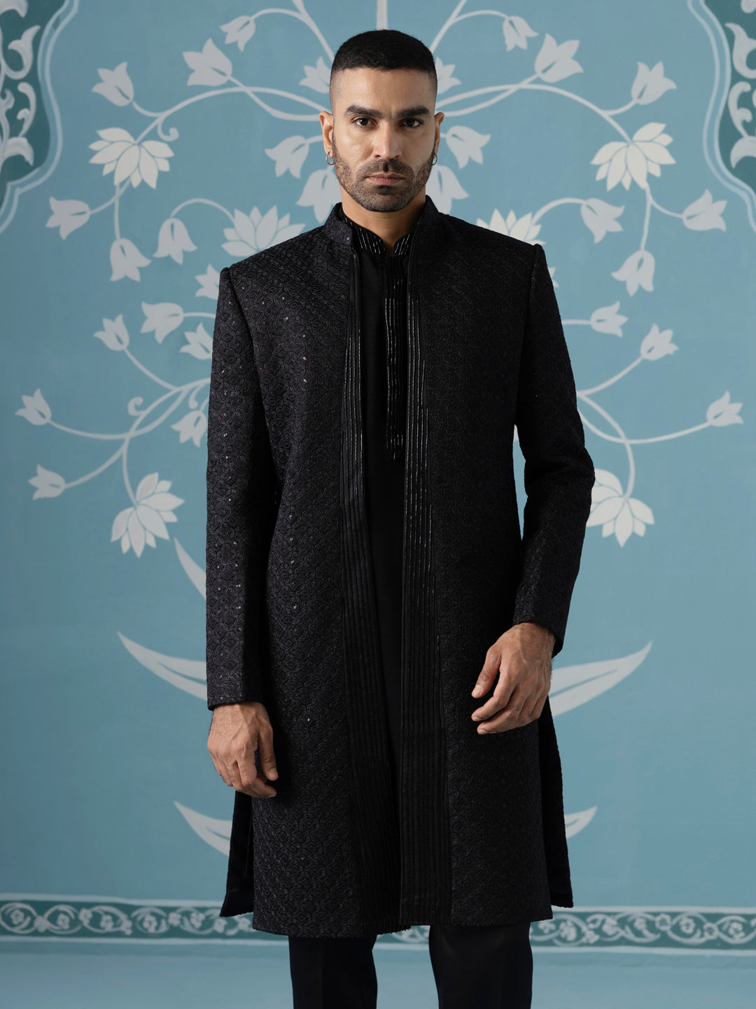 Black Embroidered Indo Set