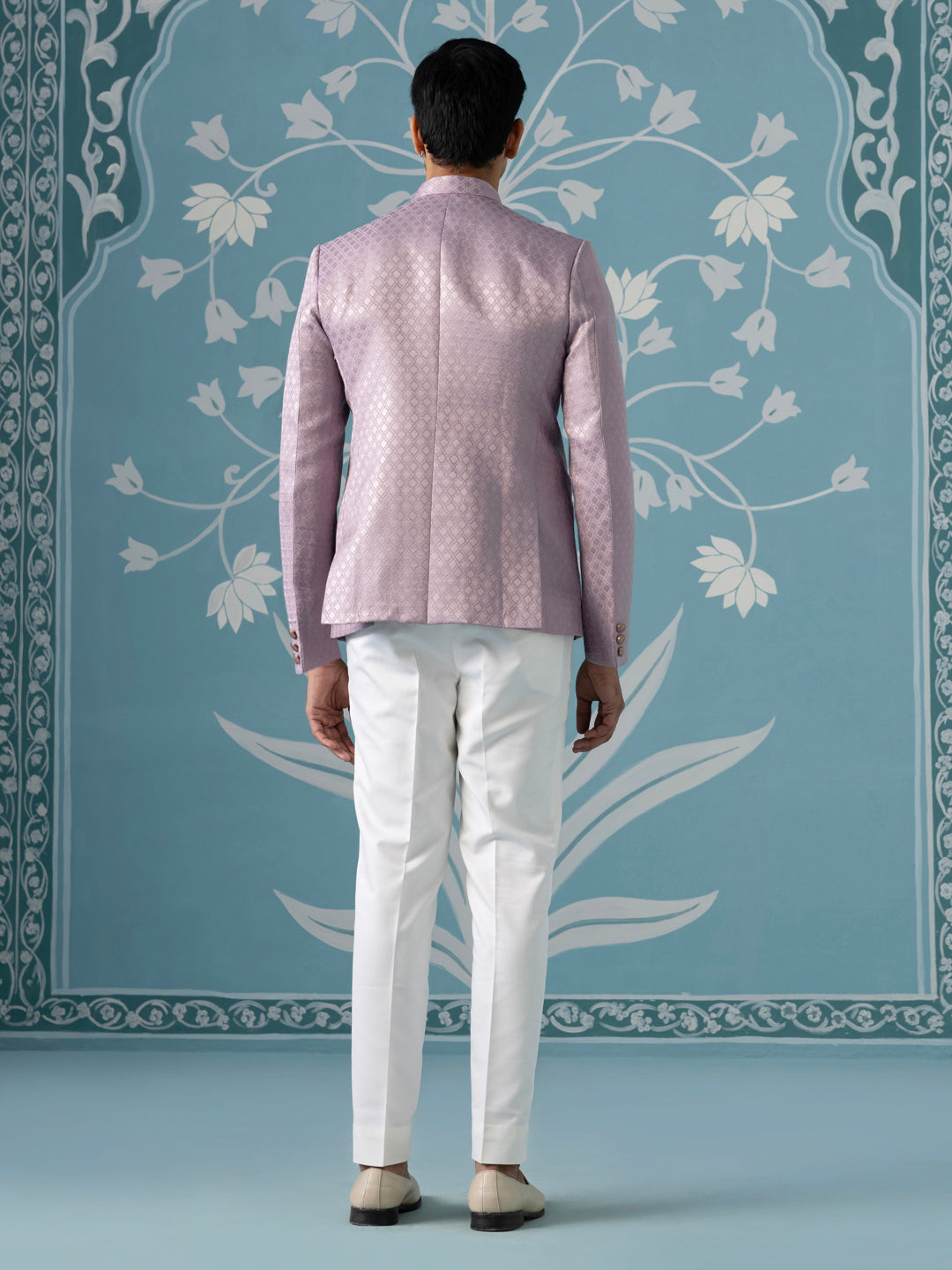 Lavender Textured Bandhgala Suit