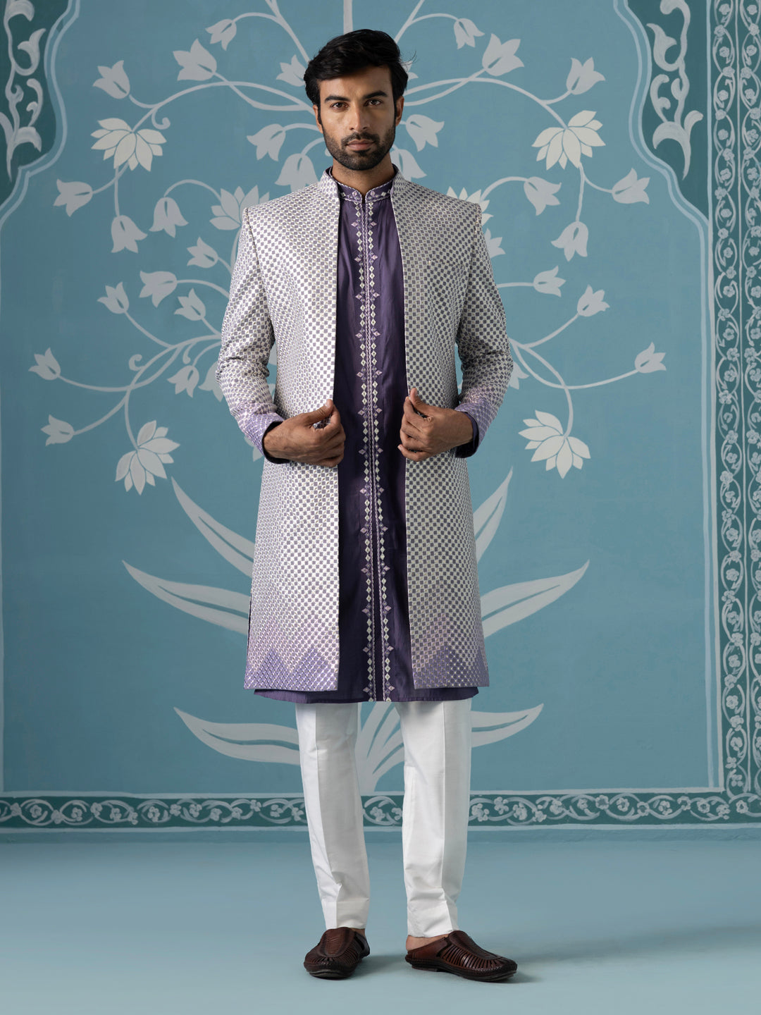 Gota Embroidery Ombre Style Layered Indowestern