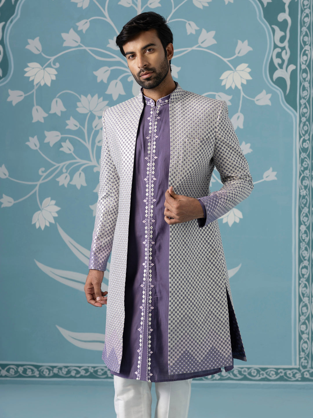 Gota Embroidery Ombre Style Layered Indowestern