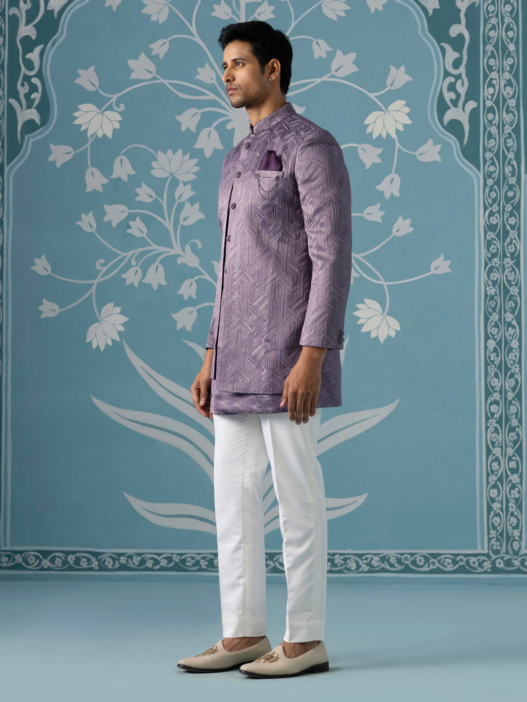 Dusky Lavender Double-Layer Indo Jacket Set