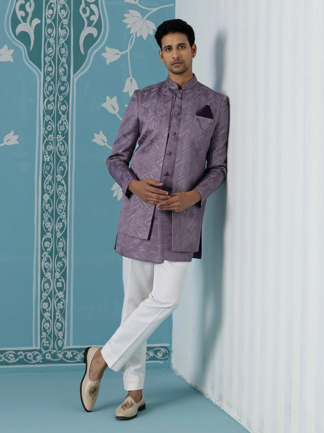 Dusky Lavender Double-Layer Indo Jacket Set