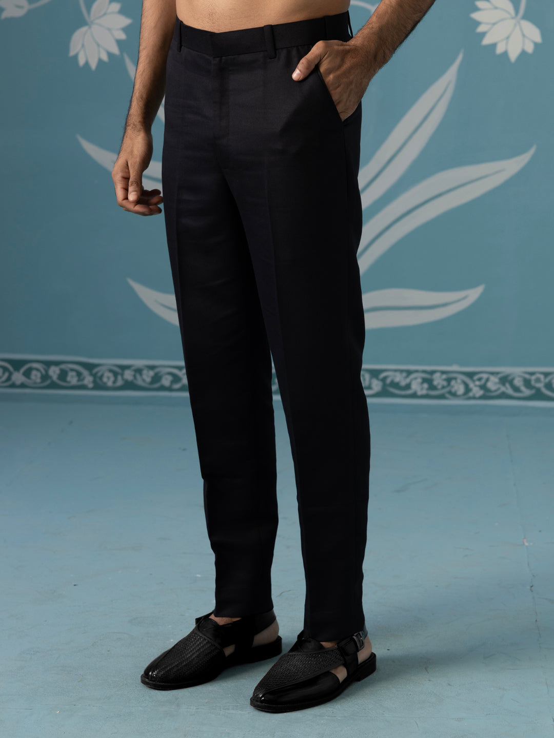 Black Velvet Indo Set with Sequin & Bird-Motif Embroidery