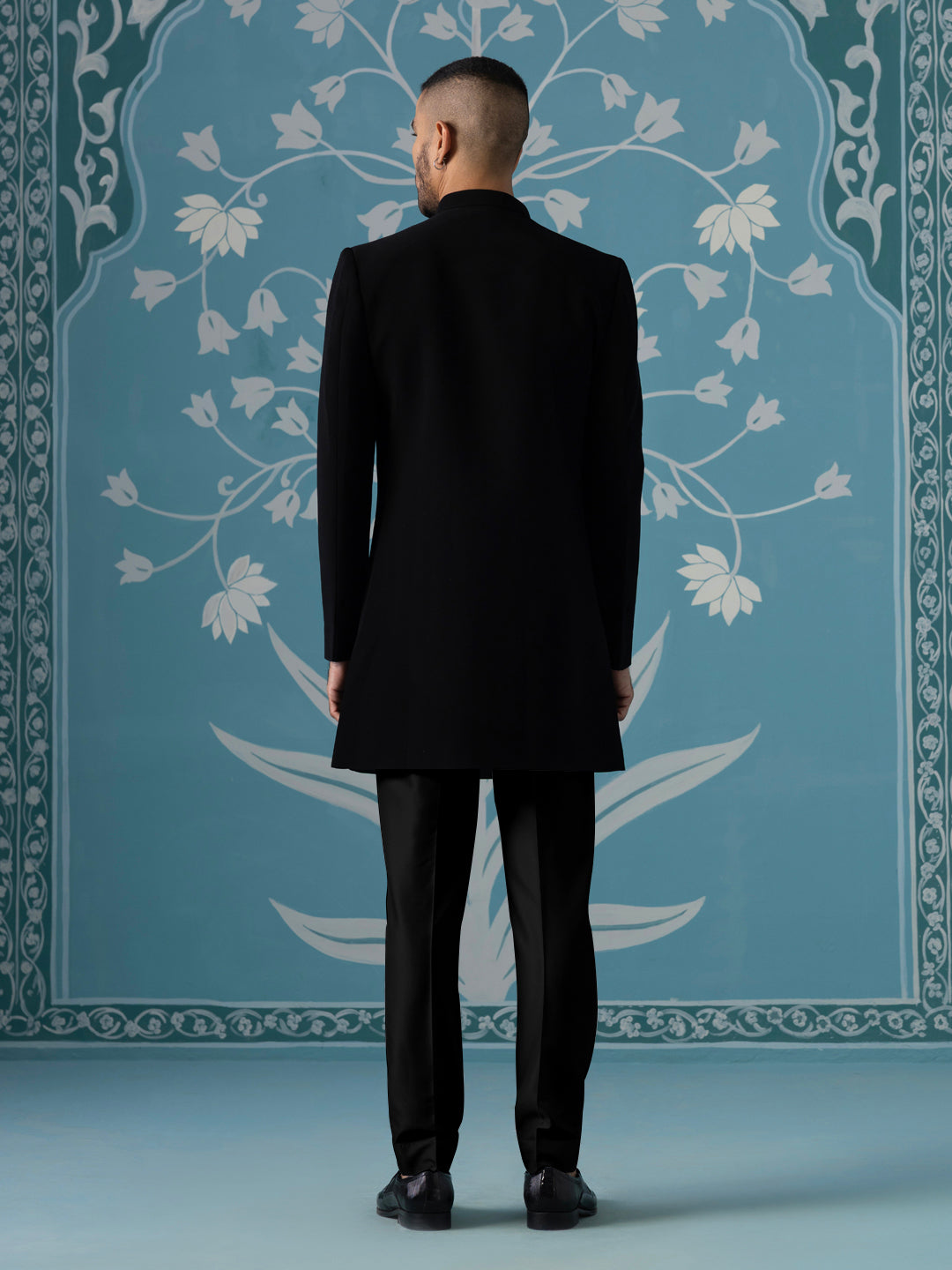 Horse embroidered black indo pant set