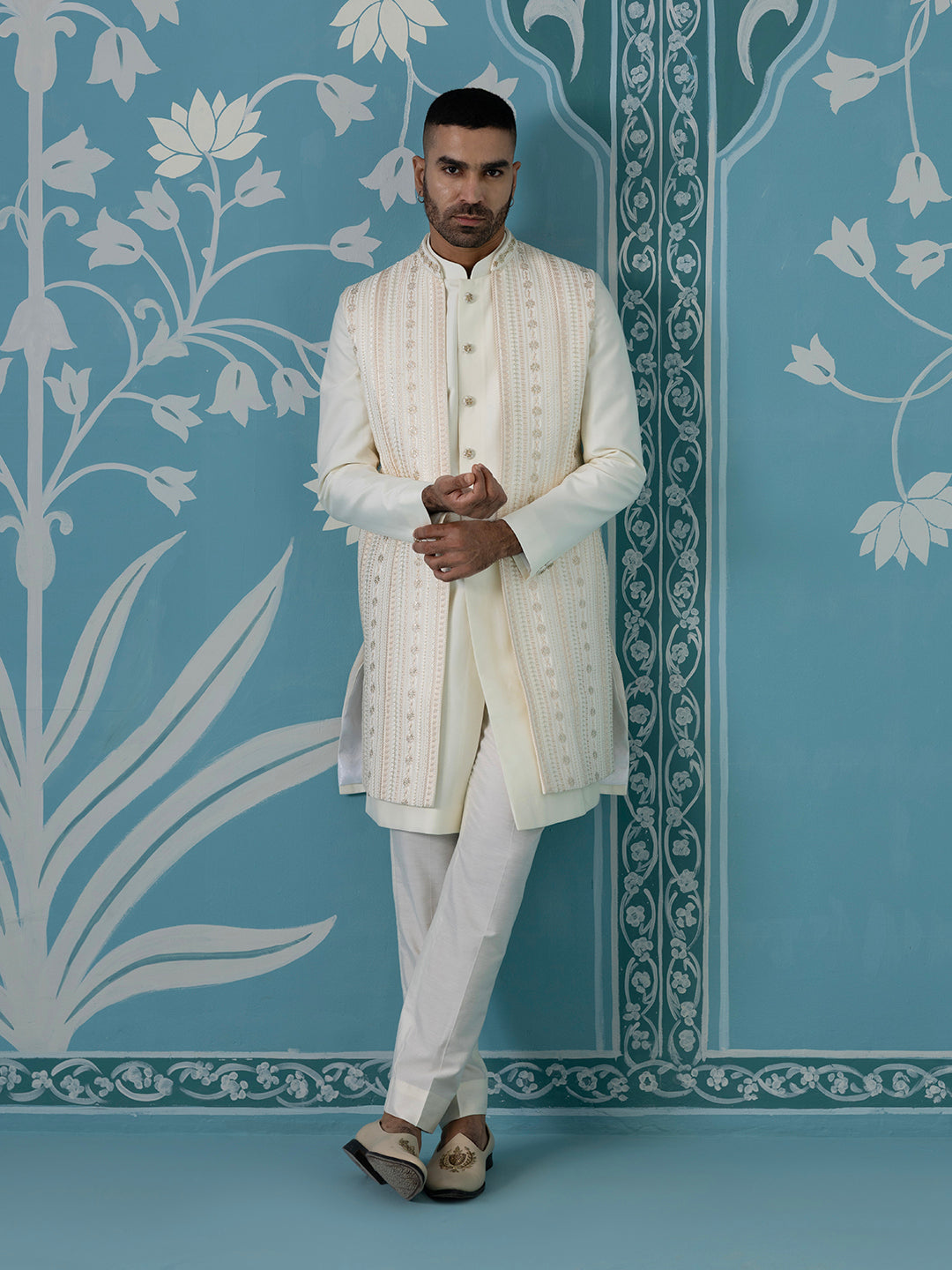 Semi-Style Sherwani with Long Bundi Set