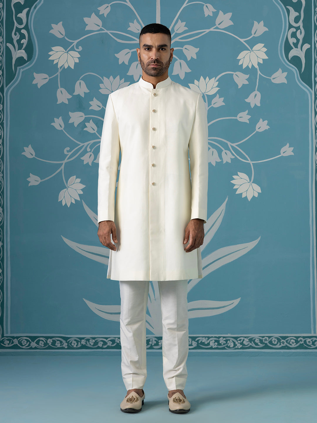 Semi-Style Sherwani with Long Bundi Set